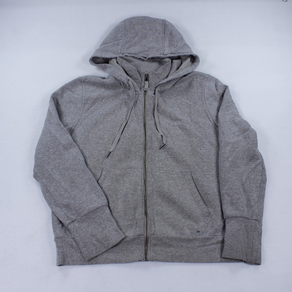 prAna Womens XL Gray Full Zip Hoodie Sweatshirt Sustainable Quality Fleece